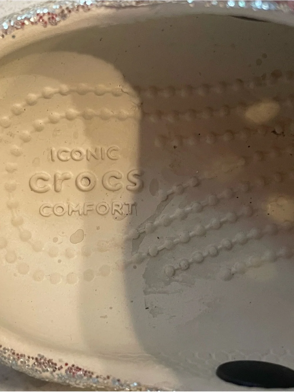 CROCS Kids Glitter Clog in Sparkling Gold and Cream